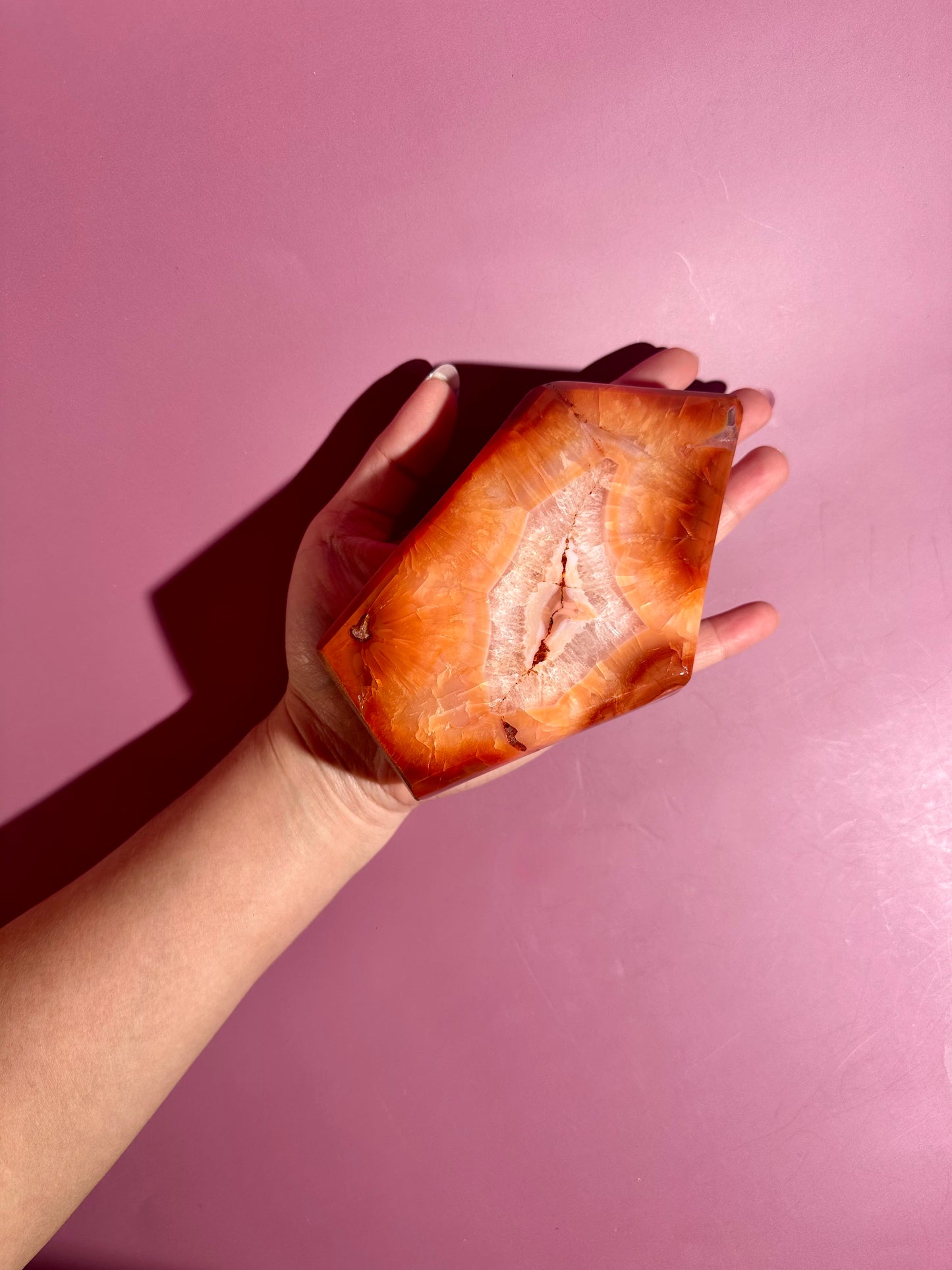 Carnelian Agate Geometric Freeform – Option L | Manifestation, Confidence & Vitality Energy