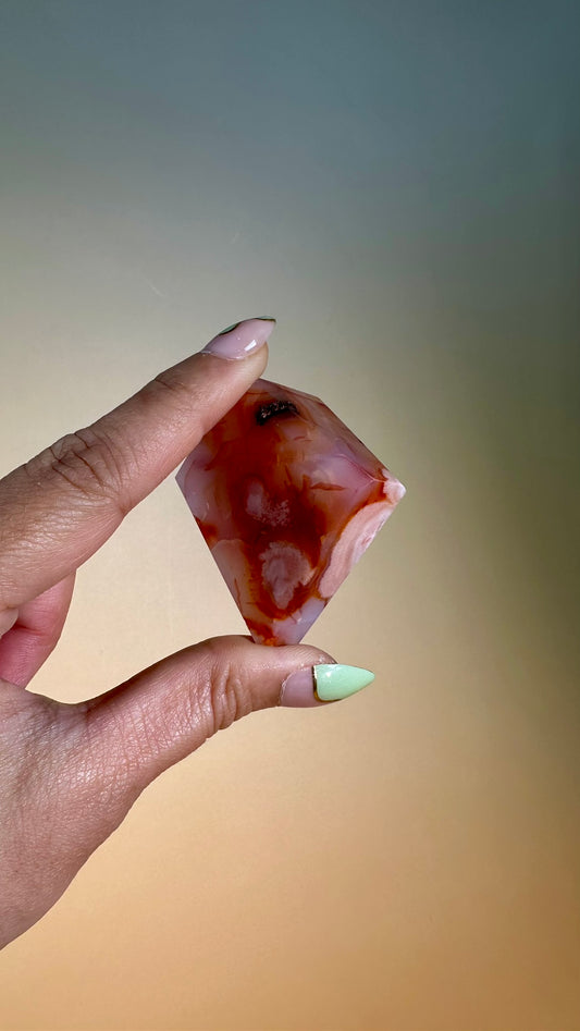 Pink Carnelian Flower Agate Gusher – Option E