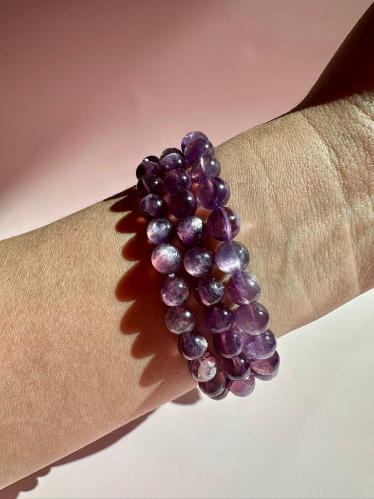 7mm HQ Lepidolite Purple Mica Bracelet