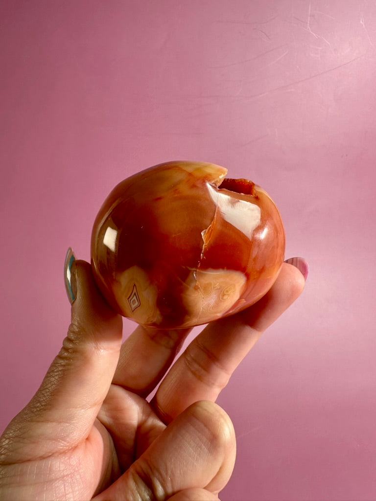 Carnelian Orca Agate Standing Freeform – Option B | Creativity, Balance & Positive Energy