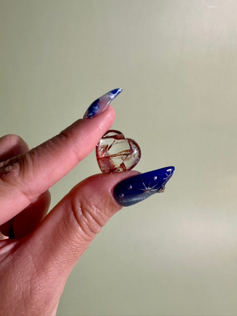 Mini Fire Quartz Heart | Hematoid Quartz Crystal
