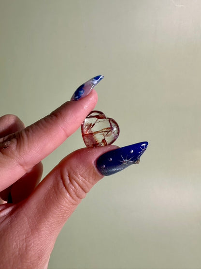 Mini Fire Quartz Heart | Hematoid Quartz Crystal