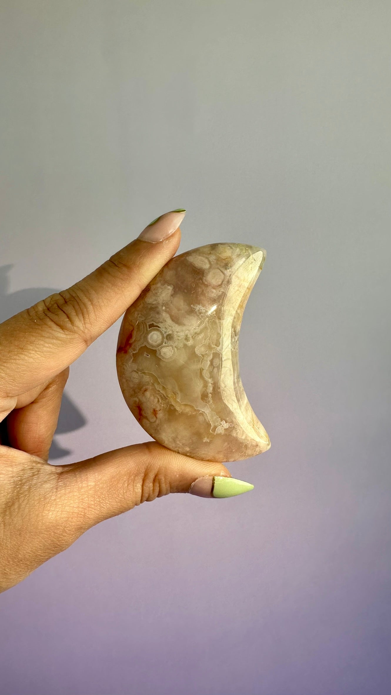 Flower Agate Crescent Moon – Option F