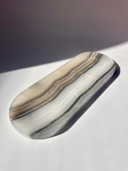 Banded Onyx Long Oval Tray