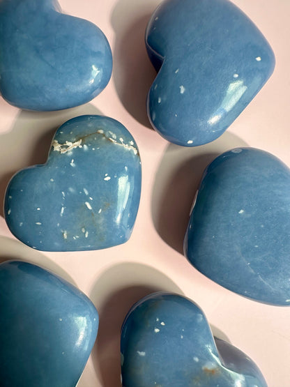 Angelite Standing Heart Carving