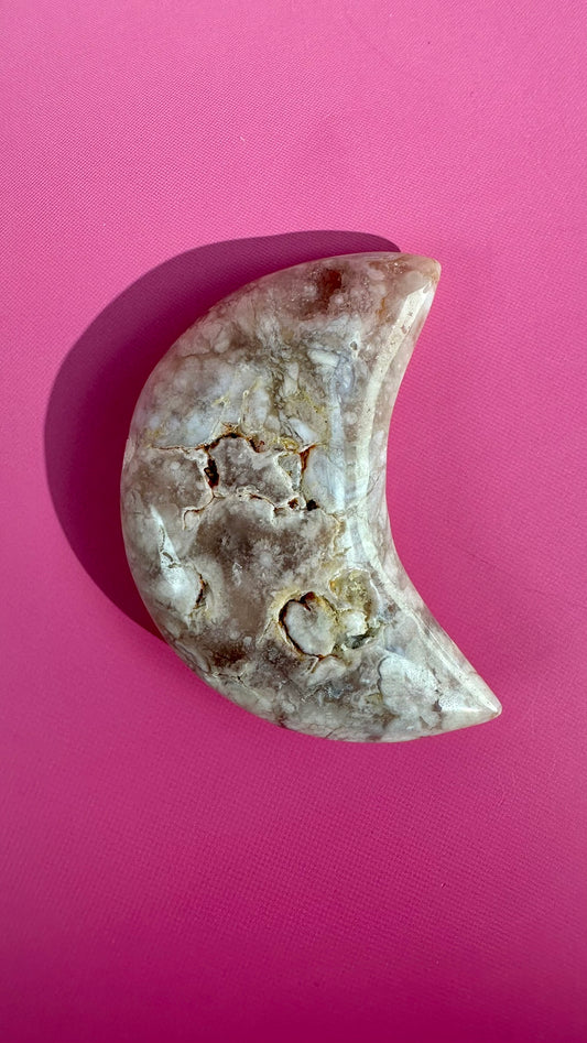 Flower Agate Crescent Moon – Option H