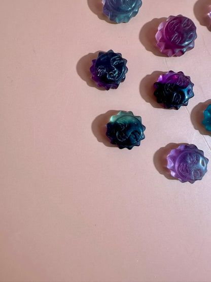Mini Rainbow Fluorite Smiley Sun | Crystal Carving