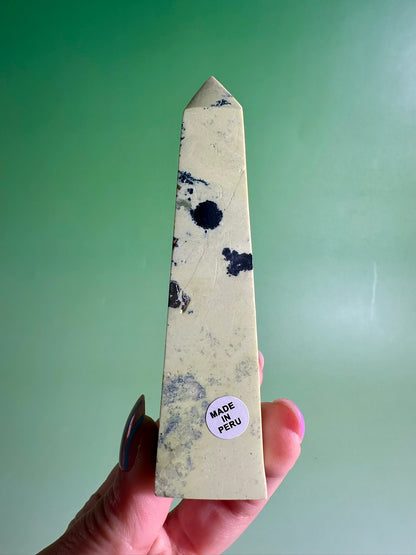 Serpentine with Pyrite Tower (Peru) Option E | Grounding, Abundance & Personal Growth Crystal