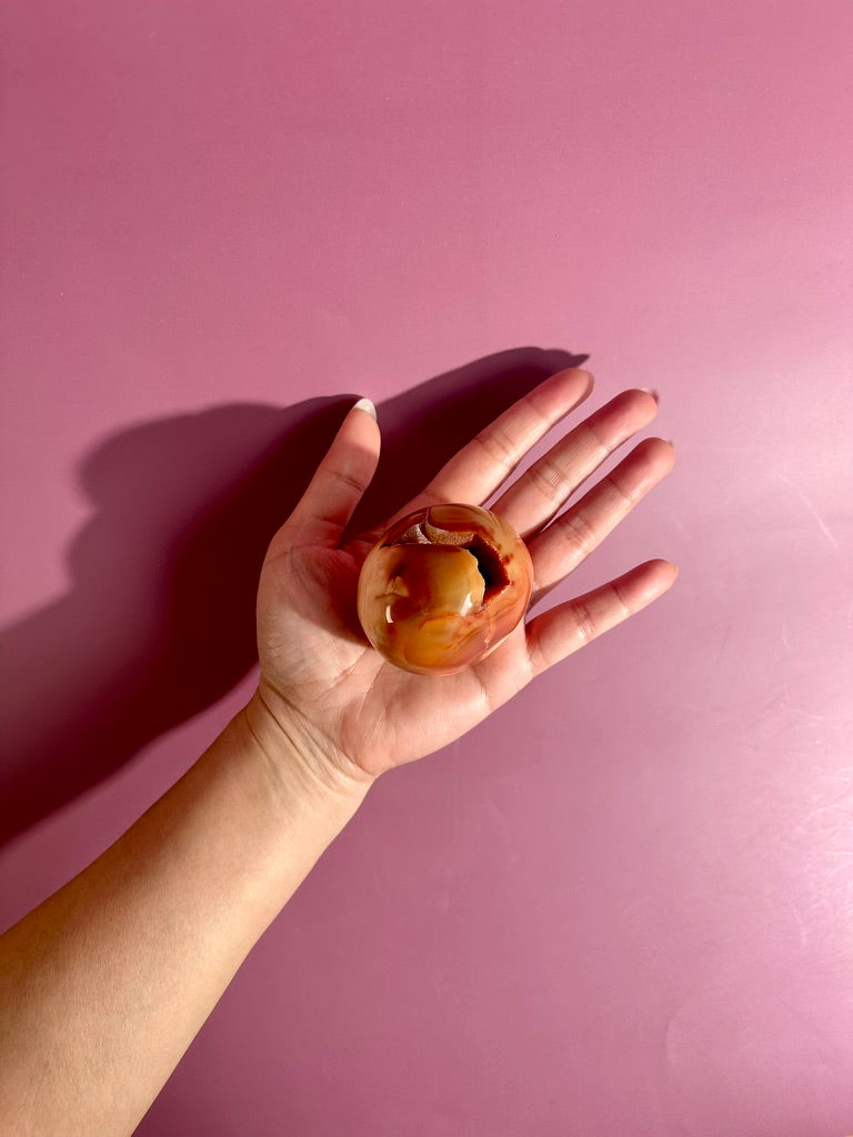 Carnelian Orca Agate Standing Freeform – Option B | Creativity, Balance & Positive Energy