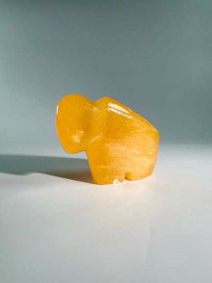 Orange Calcite Buffalo Bison Carving
