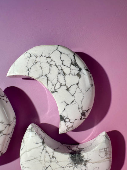 Howlite Self Standing Crescent Moon Carving