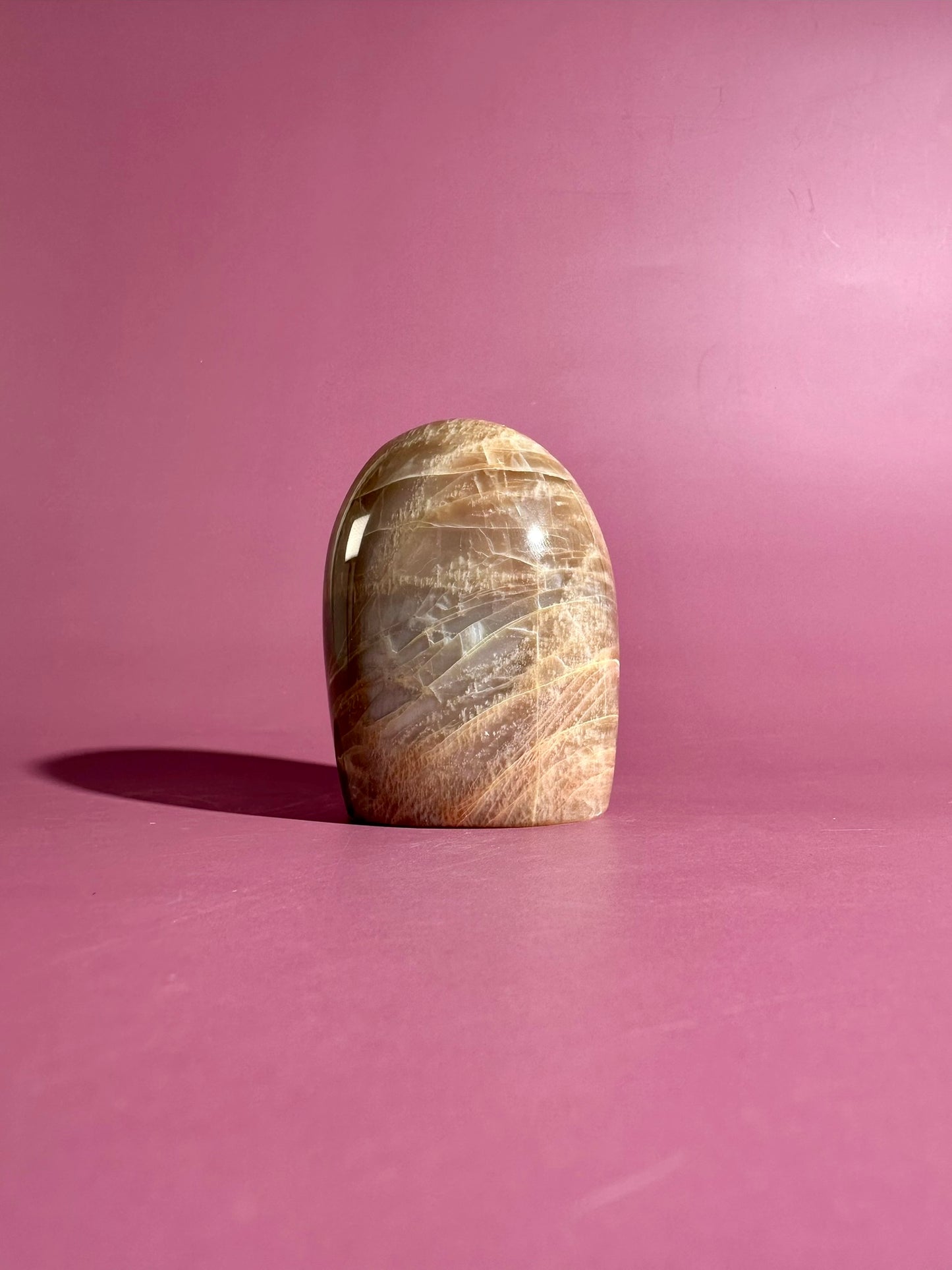 Peach Moonstone Standing Freeform – Option B | Intuition, Calm & Emotional Healing Crystal