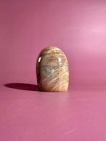 Peach Moonstone Standing Freeform – Option B | Intuition, Calm & Emotional Healing Crystal