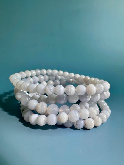 6mm Blue Lace Agate Beaded Bracelet