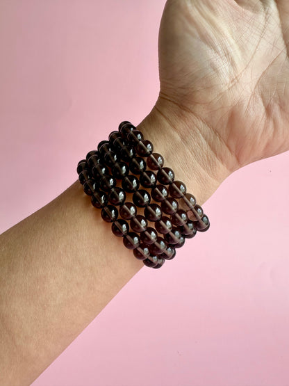 8mm Smoky Quartz Beaded Bracelet