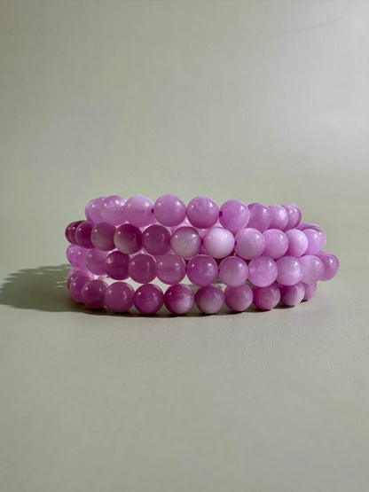 6mm Kunzite Beaded Bracelet | Pink Gemstone Jewelry