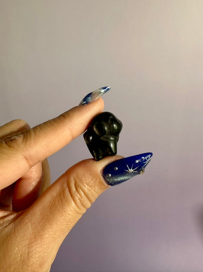 Mini Silver Sheen Obsidian Dog | Crystal Carving