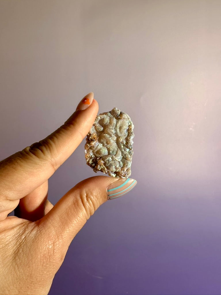 Intuitively Chosen Aura Chalcedony Specimen | Rainbow Crystal Display Piece