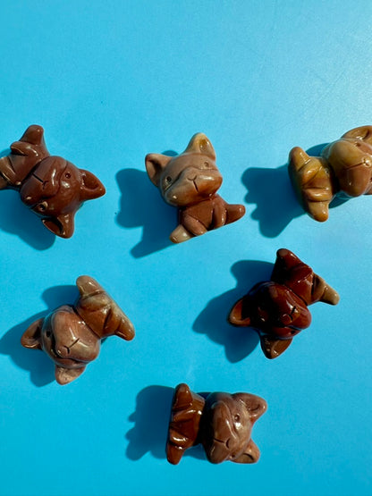 Mini Alashan Agate Sitting French Bulldog | Cute Crystal Dog Carving