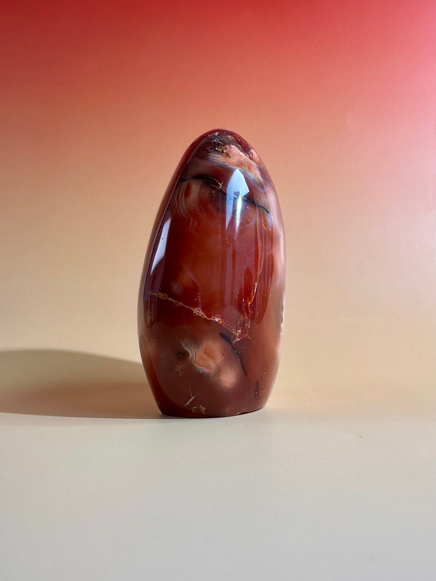 Carnelian Orca Agate Standing Freeform – Option F | Confidence, Creativity & Statement Crystal