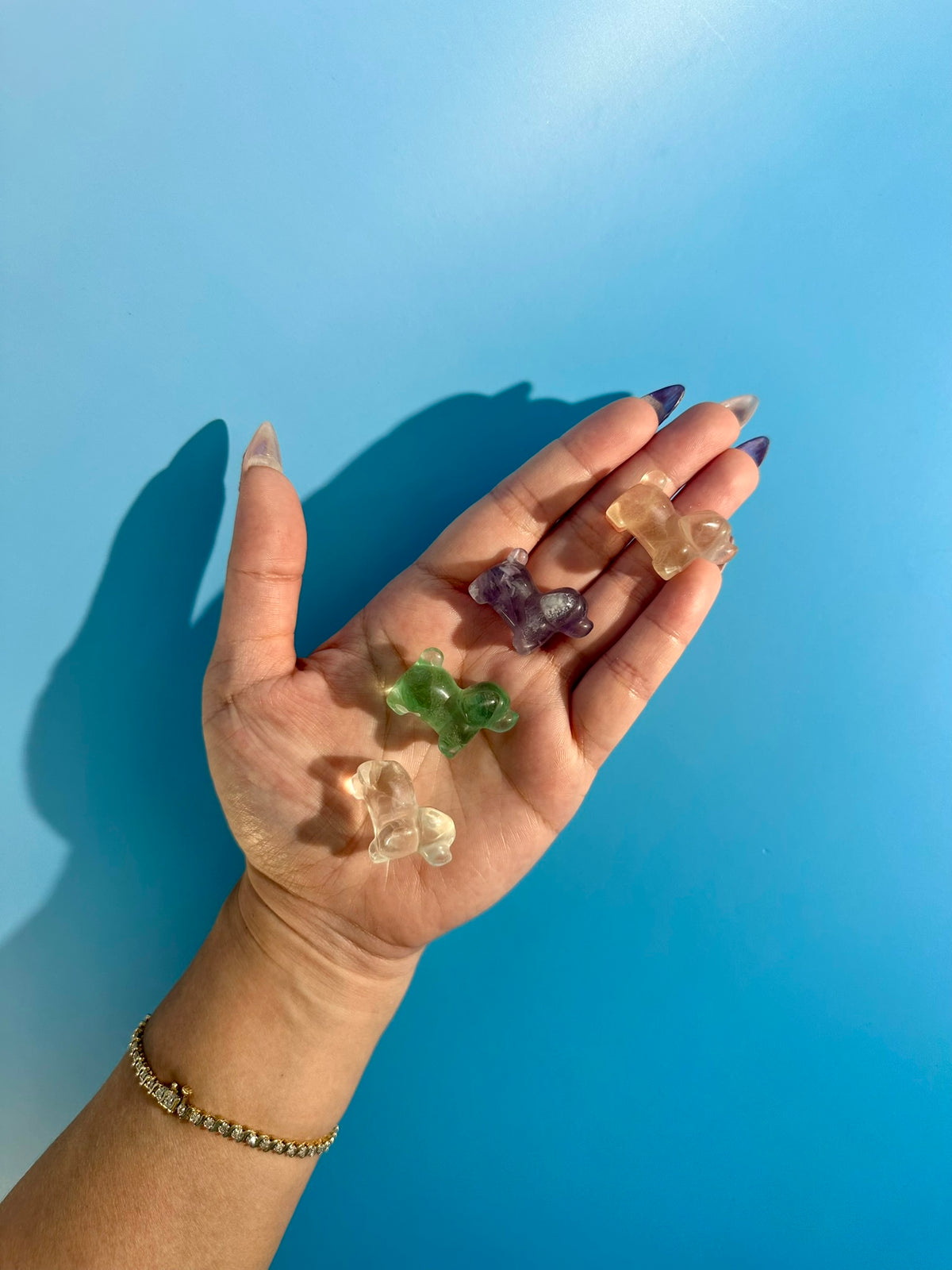 Mini Rainbow Fluorite Dog | Cute Crystal Carving