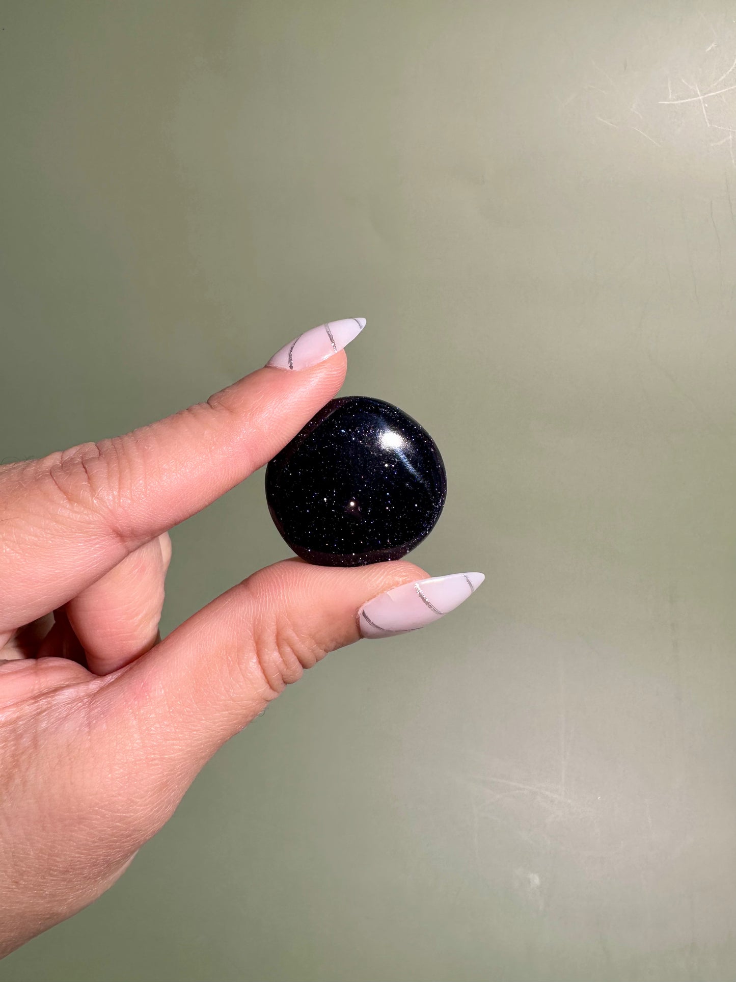 Blue Goldstone Mini Round Flat Palm