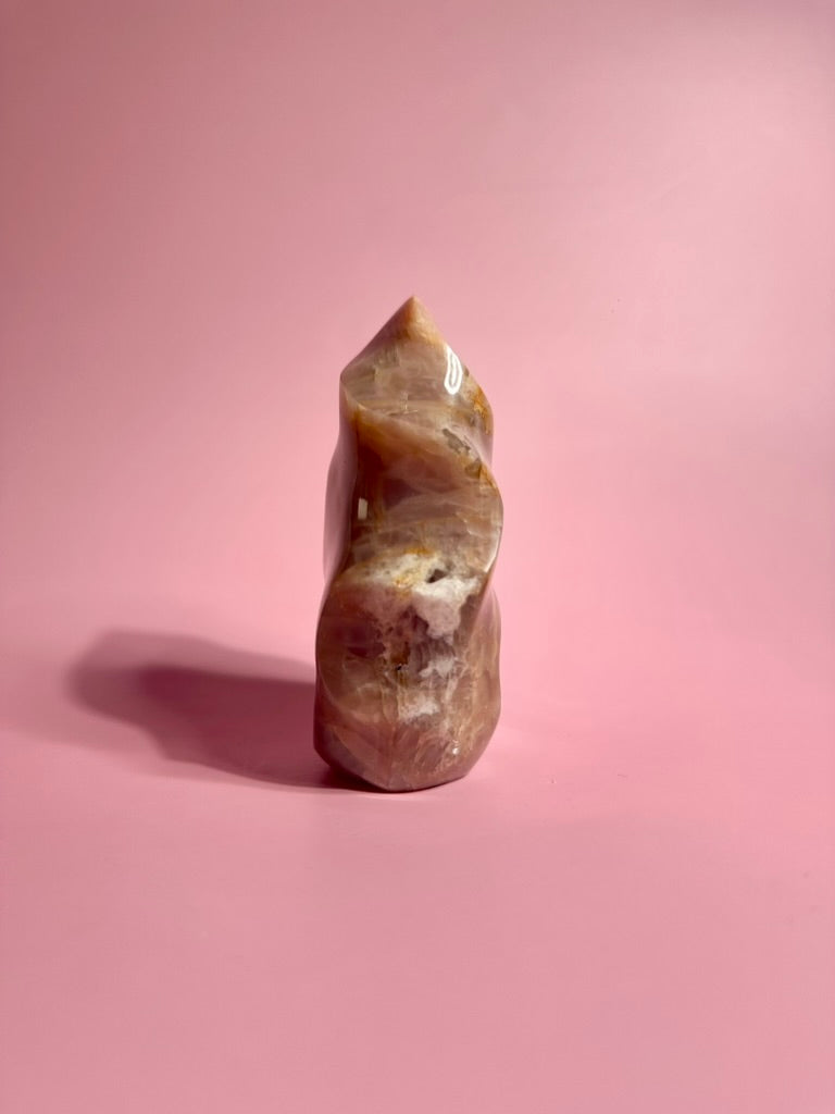 Peach Moonstone Flame – Option C | Collector Crystal, Self-Love & Gentle Transformation