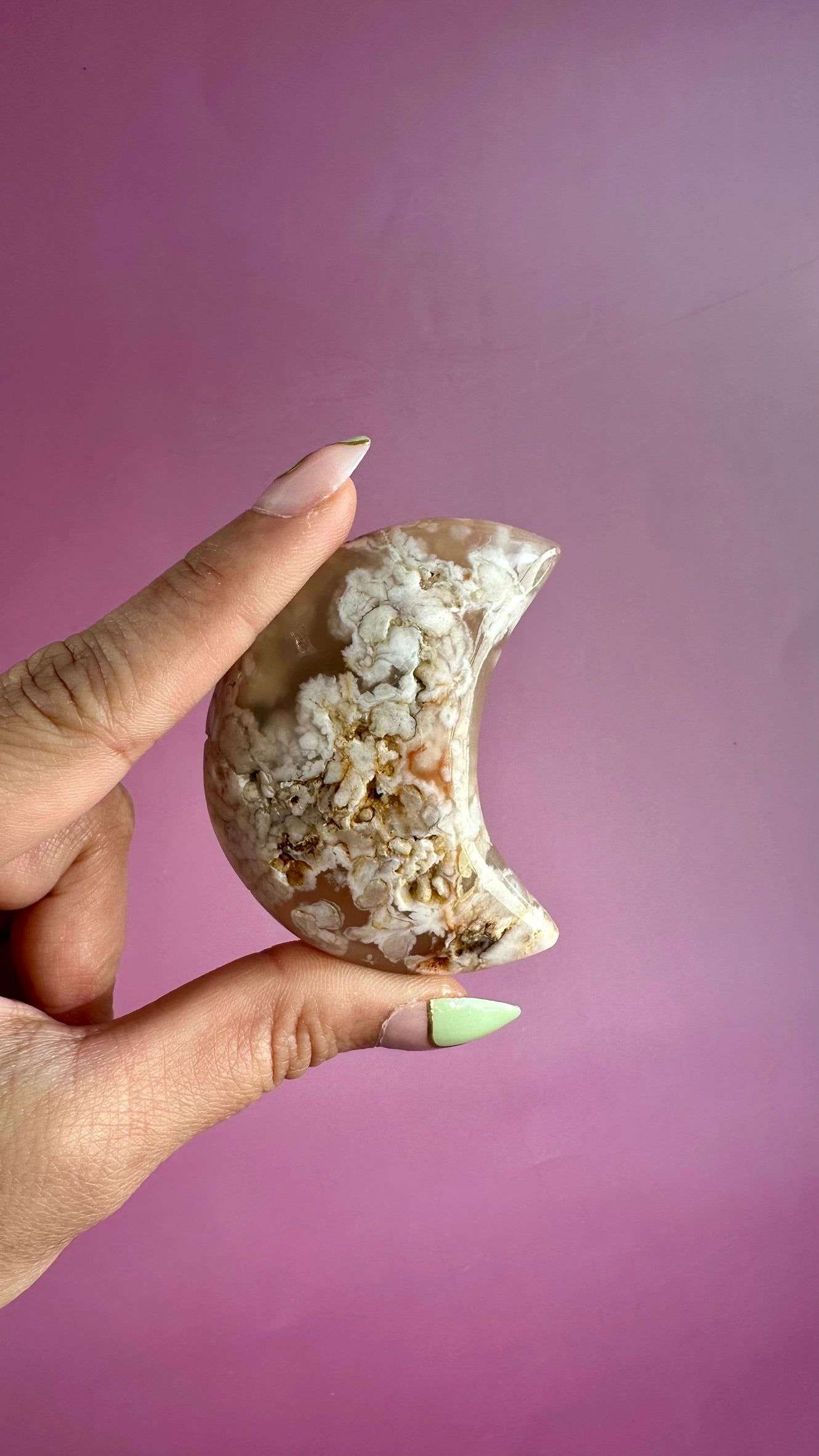 Flower Agate Crescent Moon – Option B