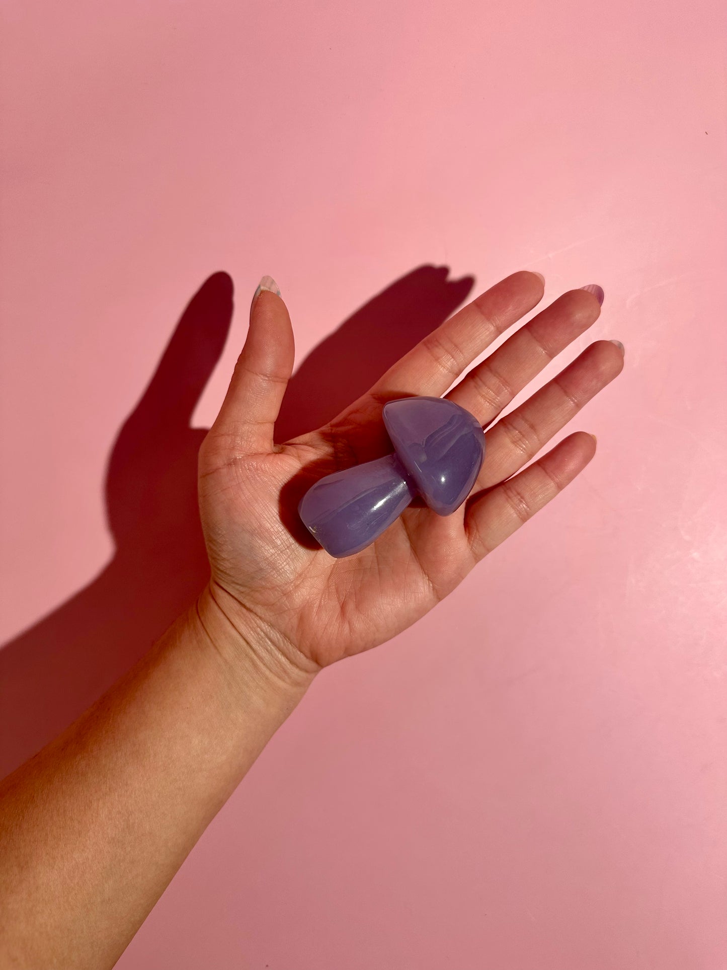Blue Chalcedony Mushroom Carving – Option F | Calm, Clarity & Gentle Communication