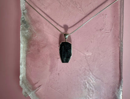 925 Sterling Silver Rough Black Tourmaline Bezel Necklace