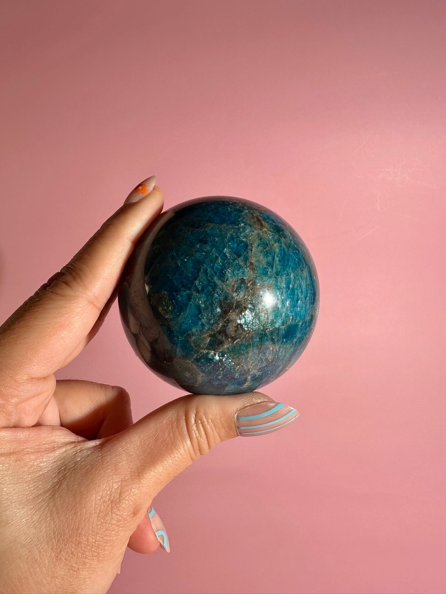 Blue Apatite Sphere – Option B | Manifestation, Focus & Ocean Energy Crystal