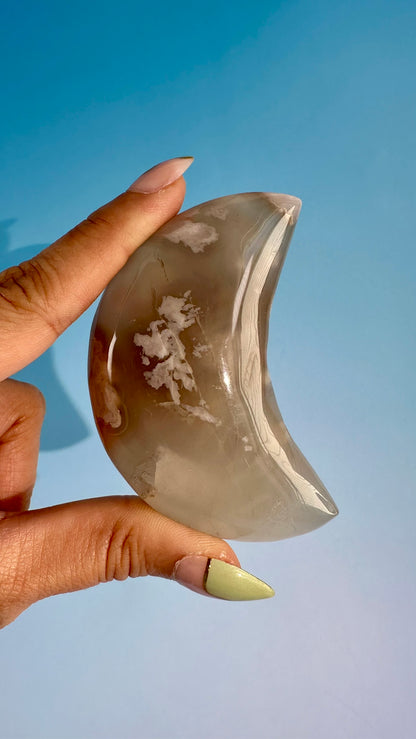 Flower Agate Crescent Moon – Option I