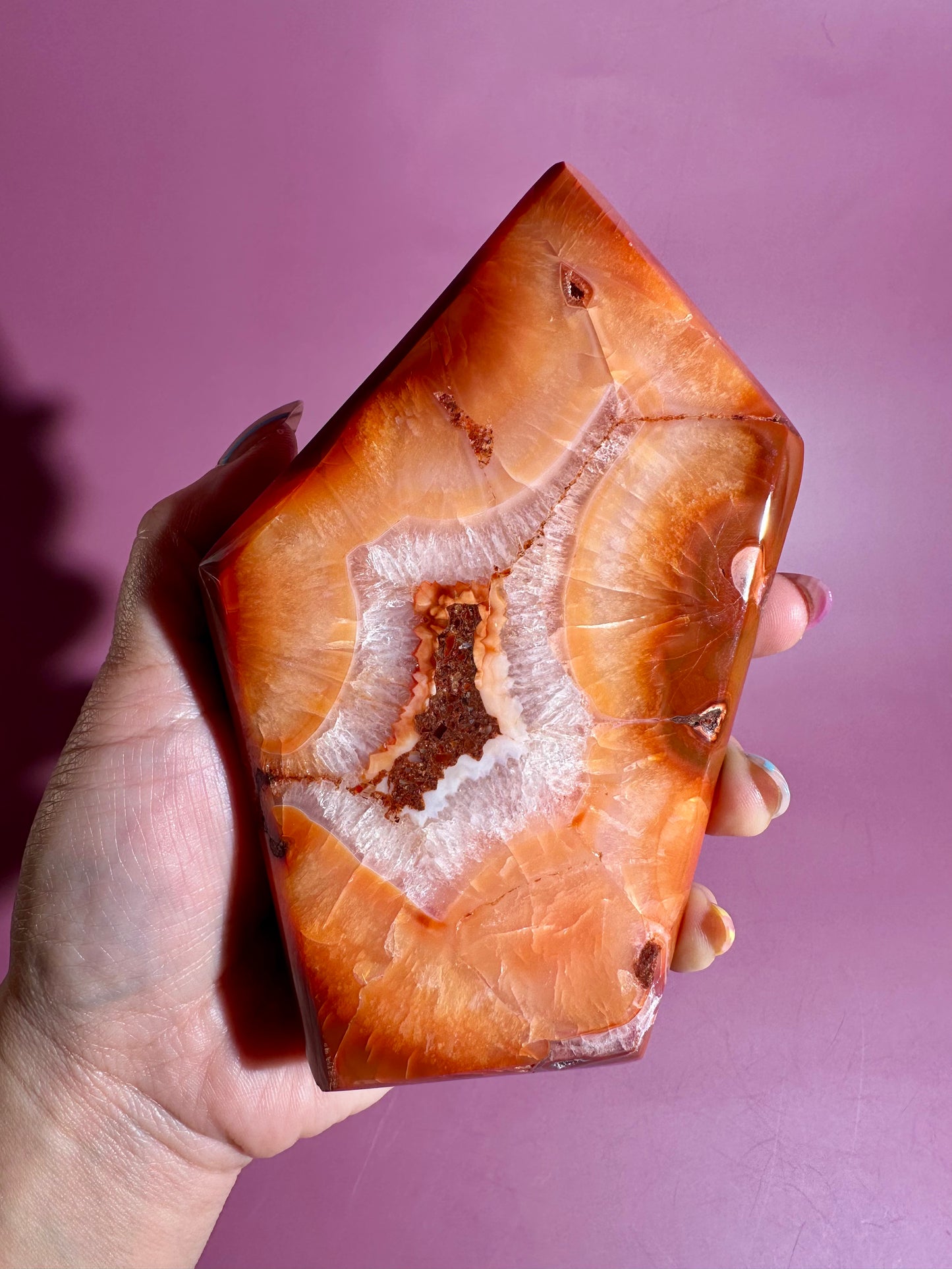 Carnelian Agate Geometric Freeform – Option L | Manifestation, Confidence & Vitality Energy