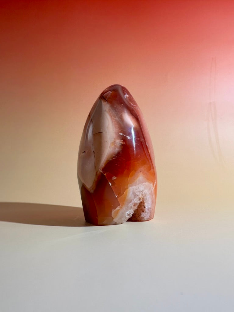 Carnelian Orca Agate Standing Freeform – Option D | Empowerment, Resilience & Collector Crystal