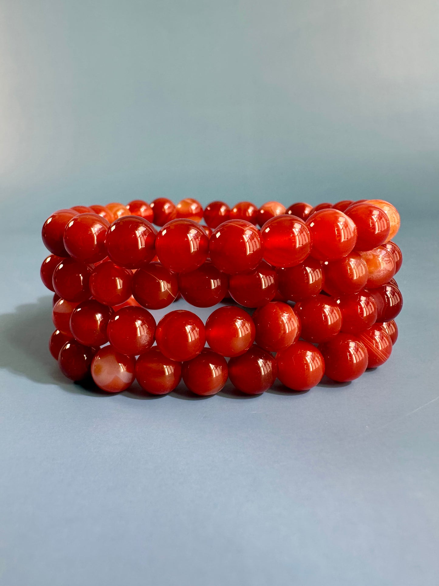 8mm Banded Carnelian Beaded Bracelet