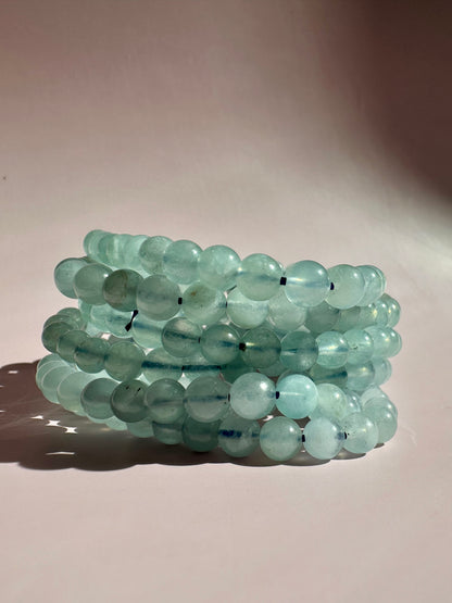 6mm Aquamarine Beaded Bracelet