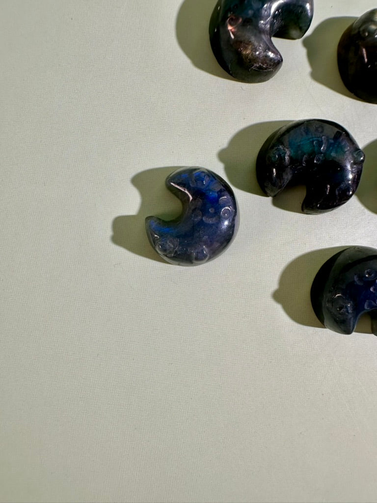 Small Labradorite Crescent Moon | Flashy Crystal Carving