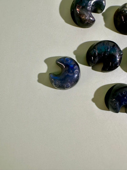 Small Labradorite Crescent Moon | Flashy Crystal Carving