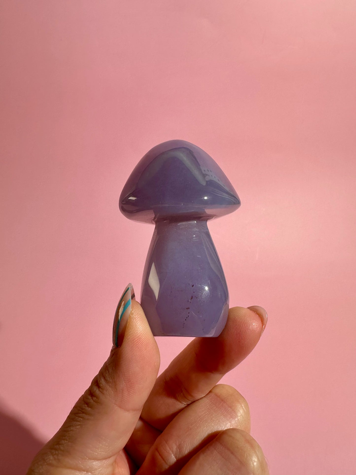 Blue Chalcedony Mushroom Carving – Option F | Calm, Clarity & Gentle Communication