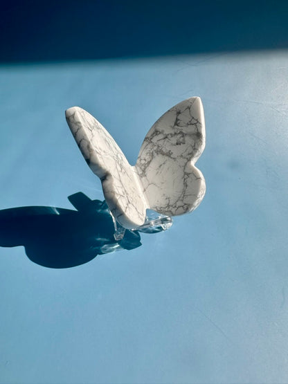3D Howlite Butterfly Carving