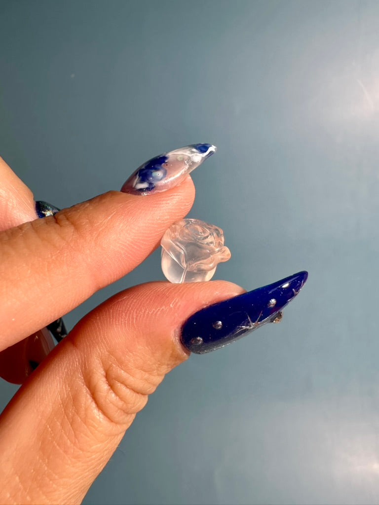 Mini Rose Quartz Rose Bud | Pink Crystal Flower