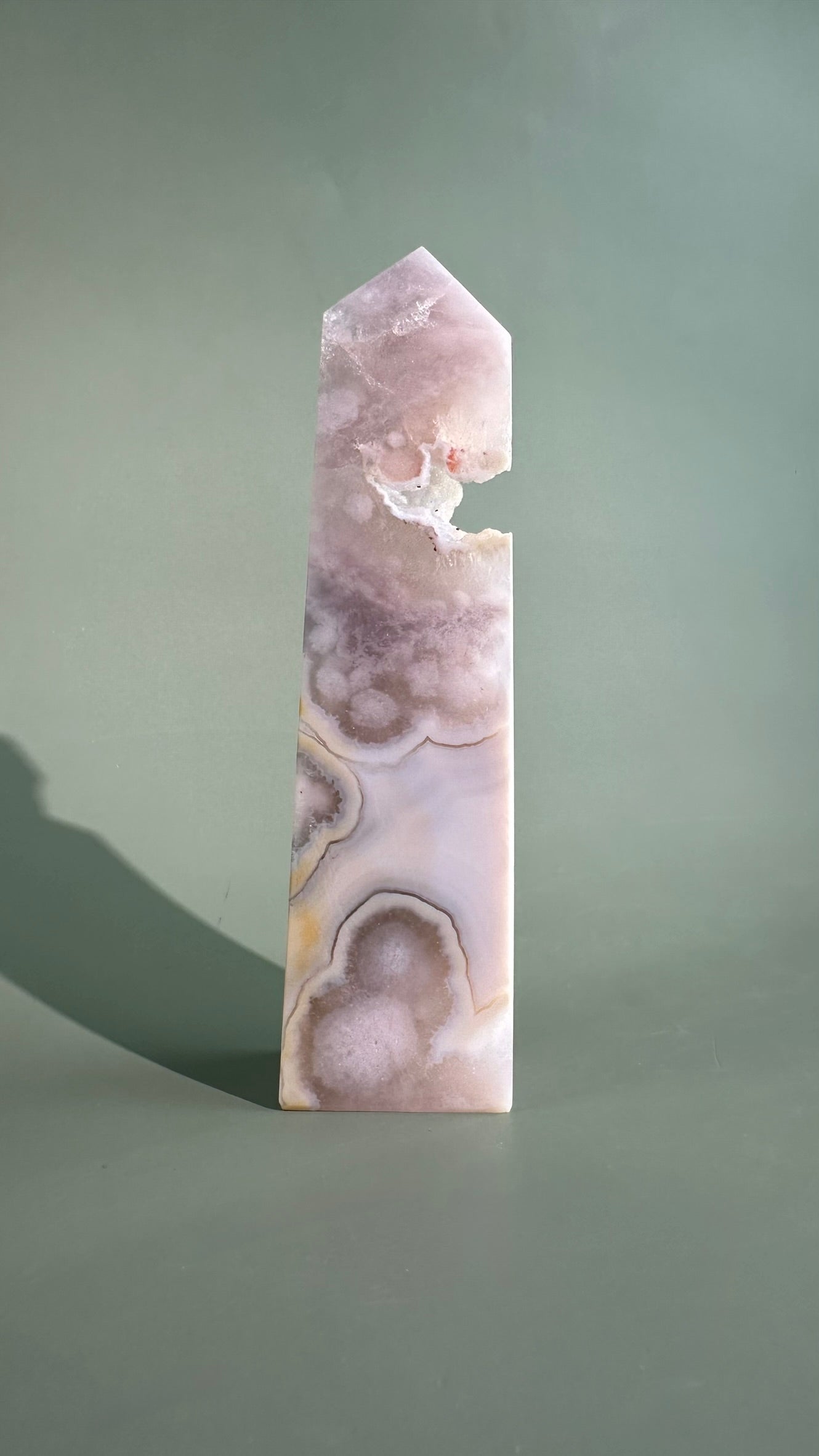 Druzy Flower Agate Obelisk – Option H