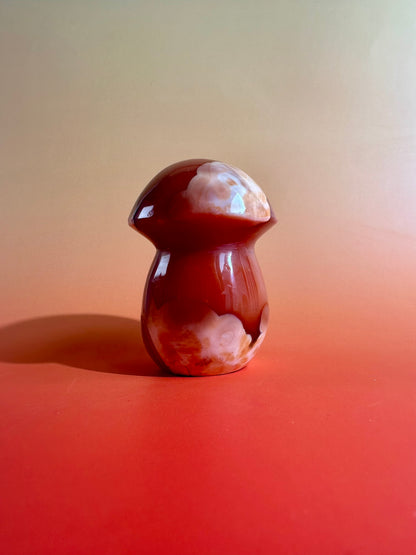 Carnelian Mushroom Carving – Option A | Courage, Vitality & Woodland Energy