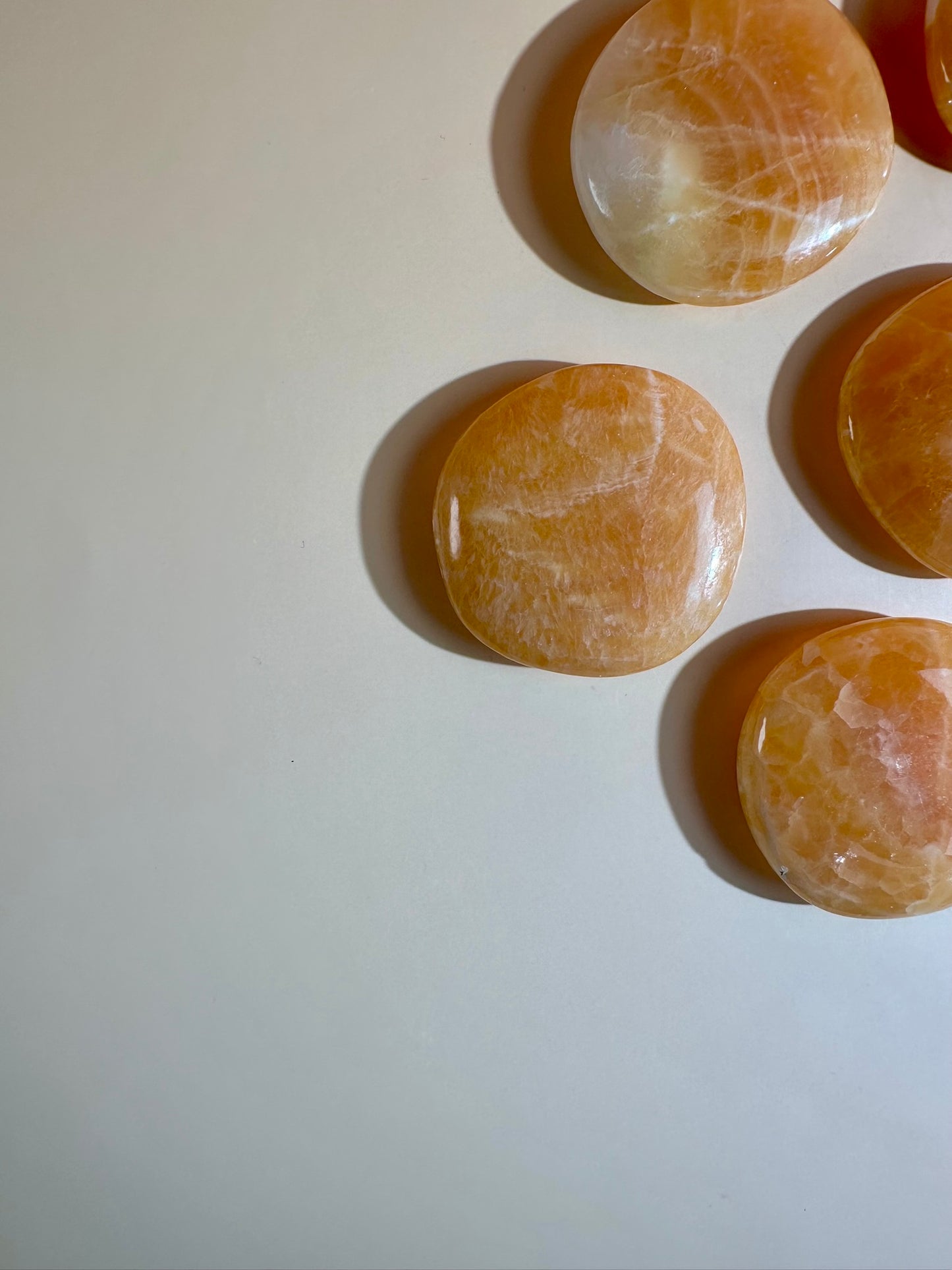 Orange Calcite Round Flat Palm