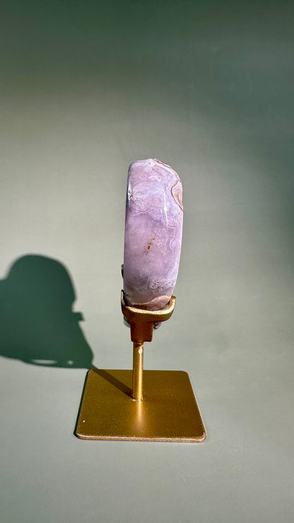 Pink Amethyst Heart on Gold Stand – Option B