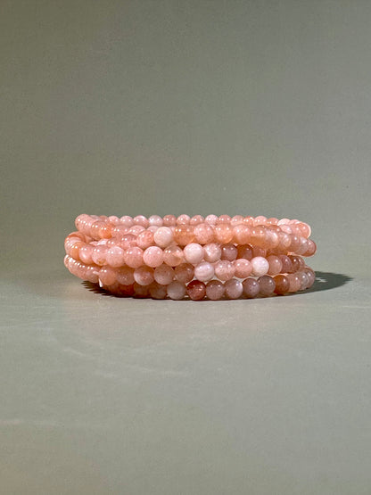 4mm Sunstone + Moonstone Beaded Bracelet