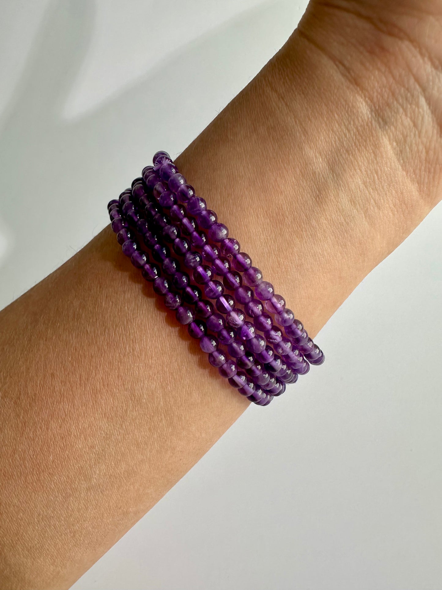 4mm Amethyst Beaded Bracelet