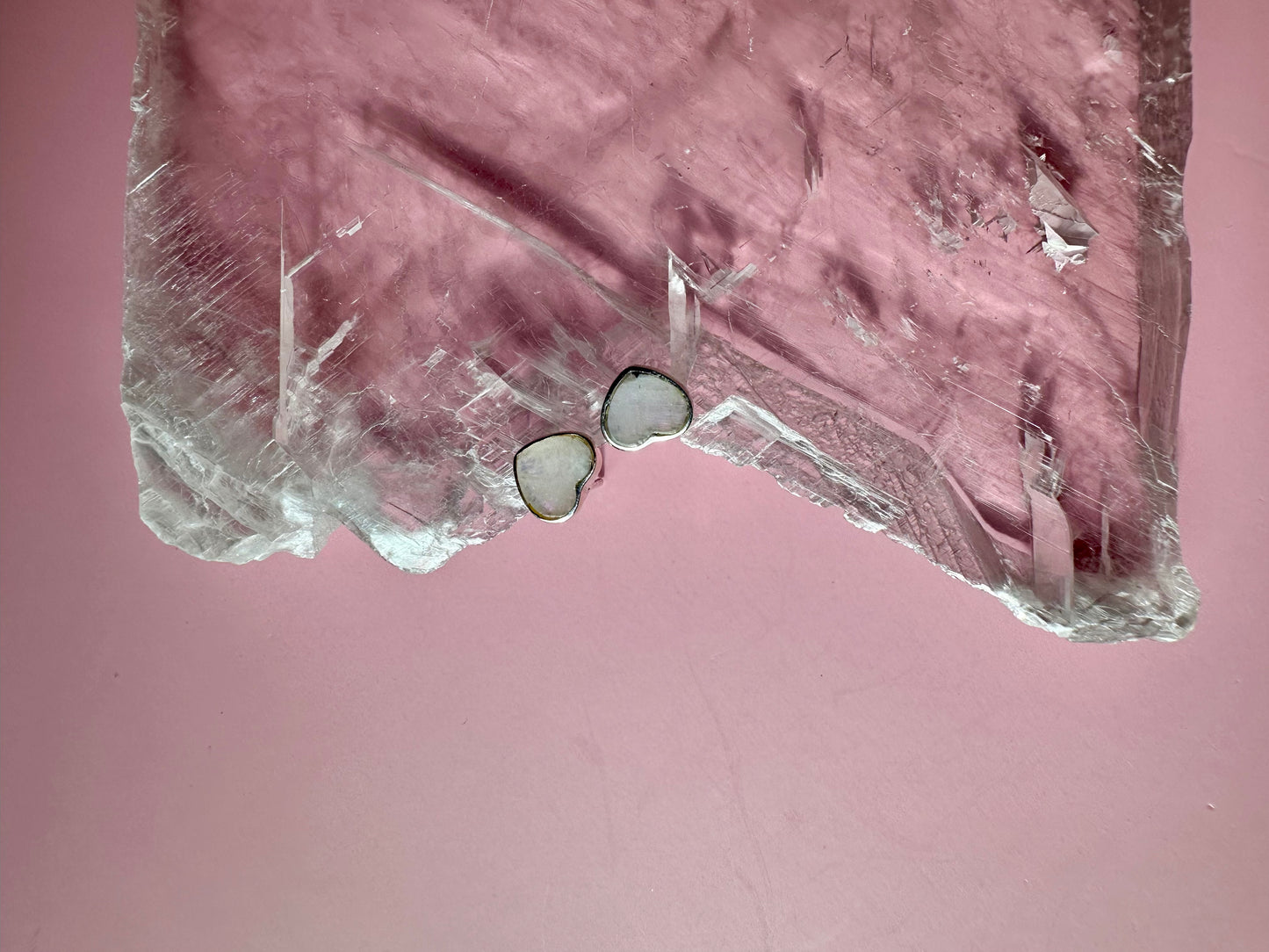 925 Sterling Silver Heart Rainbow Moonstone Stud Earrings