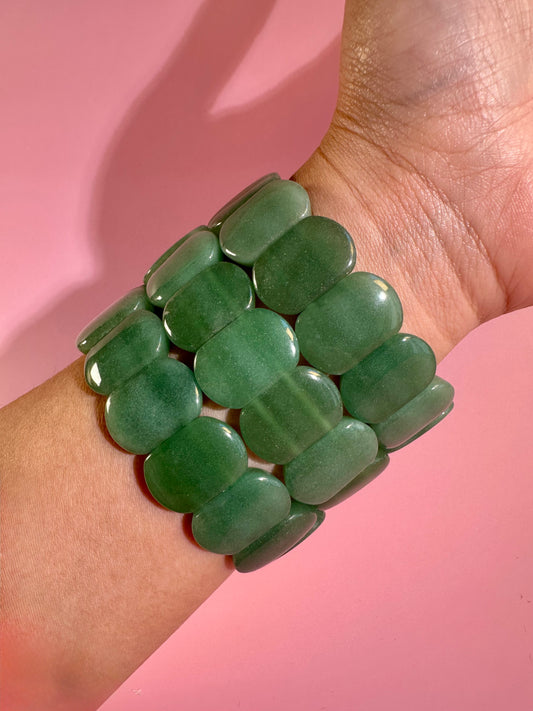 Flat Rectangle Green Aventurine Bracelet