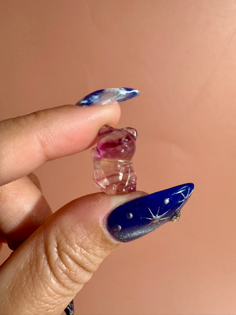 Mini Rainbow Fluorite Lucky Cat | Crystal Carving